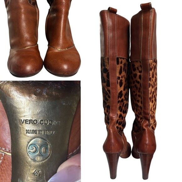 AUTHENTIC Y2K DOLCE & GABBANA D&G FUR LEOPARD KNEE HIGH BOOTS US 10/41 MOB WIFE - Picture 8 of 10